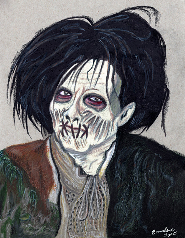 Mixed Media Portrait Illustration of Billy Butcherson character from movie Hocus Pocus