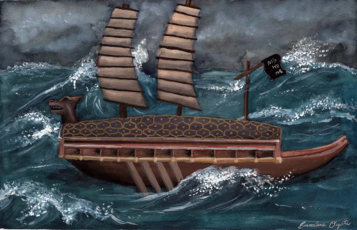 Stormy Seascape of Korean Turtle Ship painting