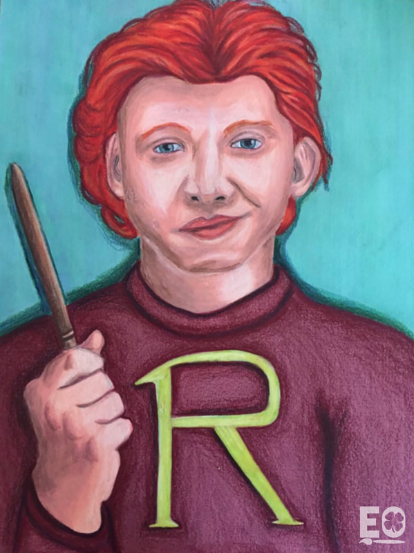 portrait of actor rupert grint as ron weasley, fan art